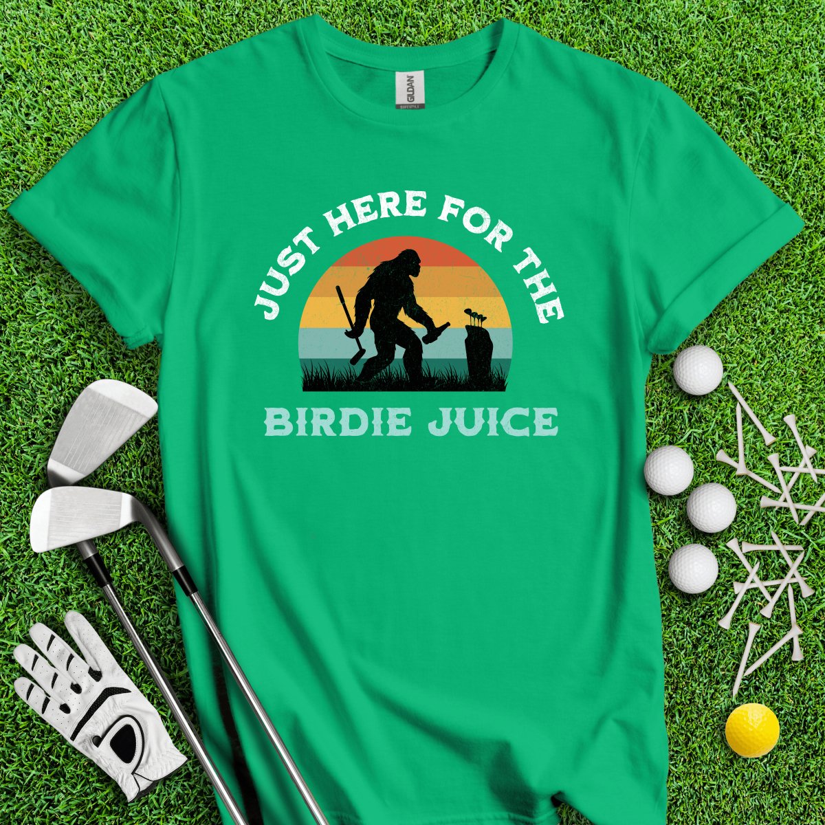 Just Here For The Birdie Juice Bigfoot T - Shirt - TeeHee Golf Gear