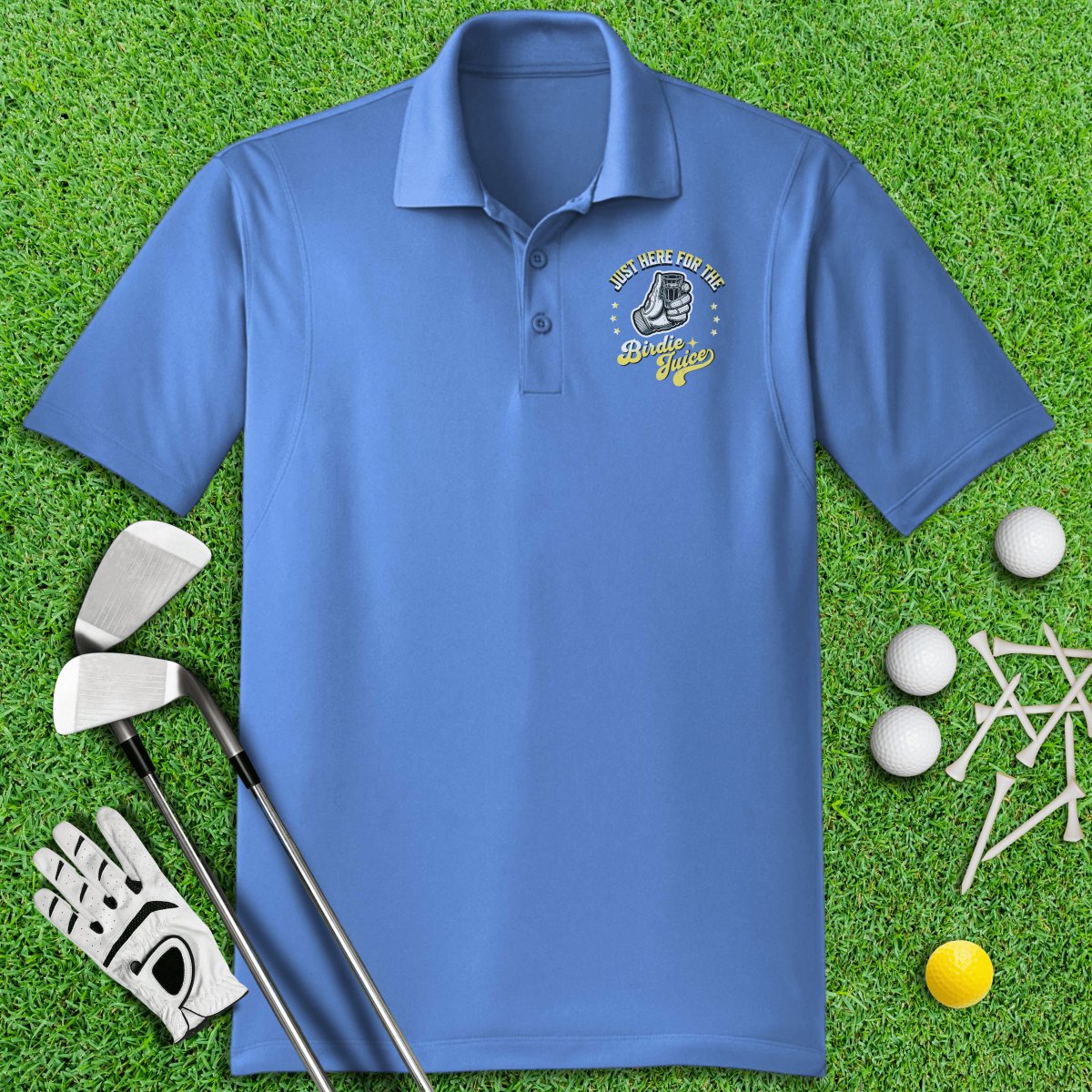 Just Here For The Birdie Juice Polo Shirt - TeeHee Golf Gear