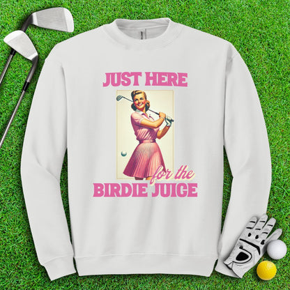 Just Here For The Birdie Juice Retro Crewneck - TeeHee Golf Gear