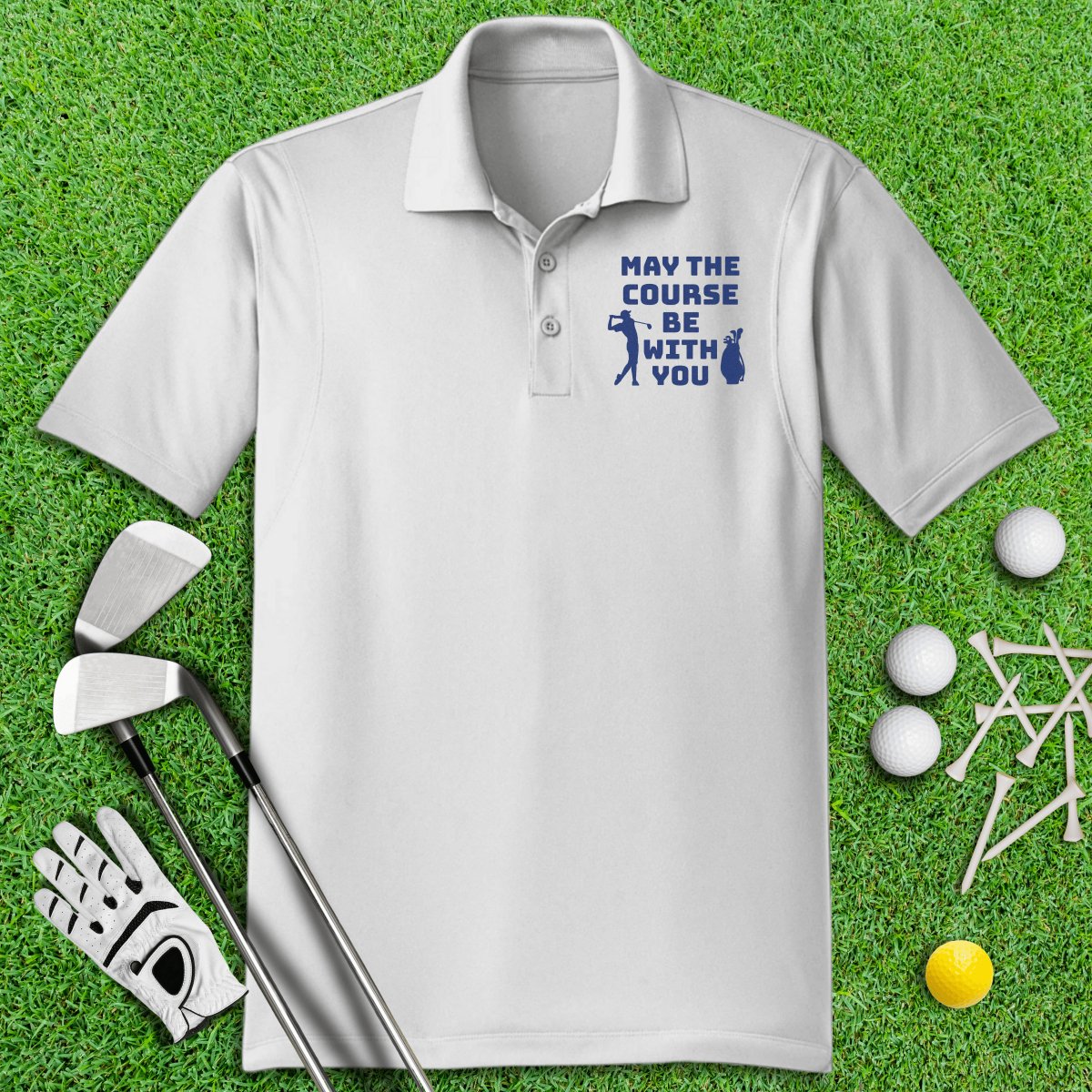 May The Course Be With You Funny Golf Polo Shirt - TeeHee Golf Gear