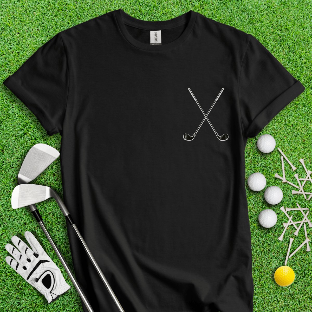 Minimalistic Crossed Golf Club T - Shirt - TeeHee Golf Gear