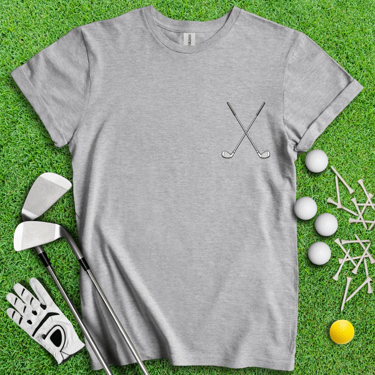 Minimalistic Crossed Golf Club T - Shirt - TeeHee Golf Gear