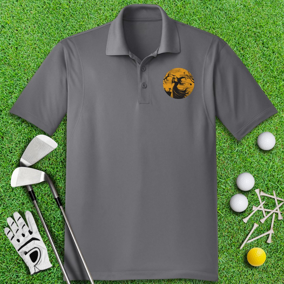 Moonlight Golfing Witch Polo Shirt - TeeHee Golf Gear