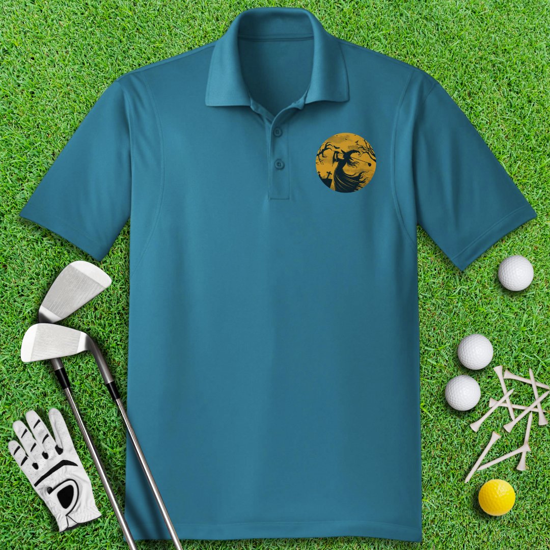 Moonlight Golfing Witch Polo Shirt - TeeHee Golf Gear