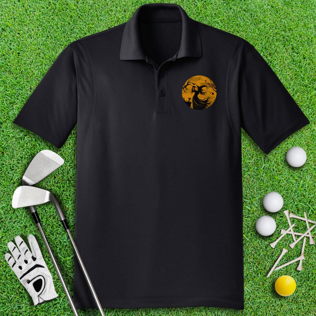 Moonlight Golfing Witch Polo Shirt - TeeHee Golf Gear