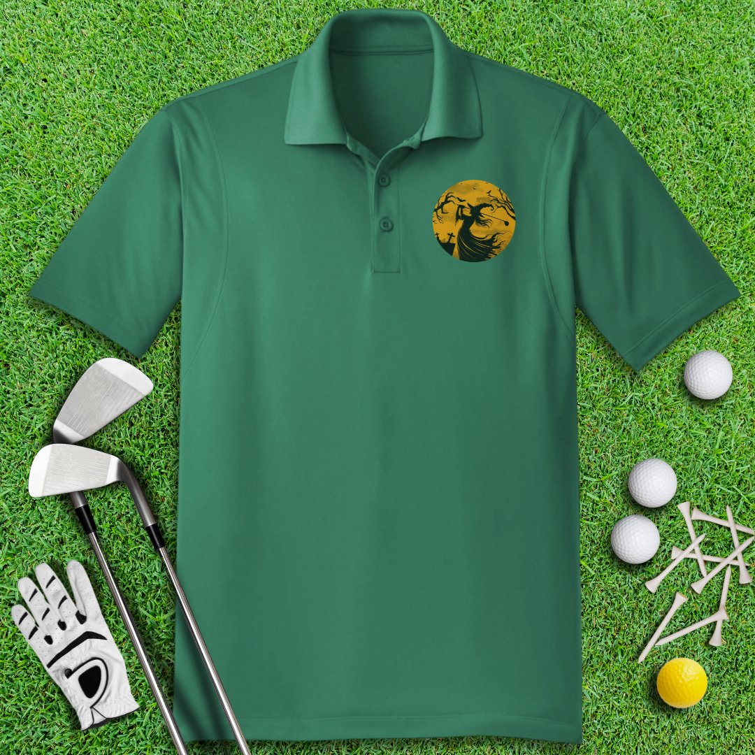 Moonlight Golfing Witch Polo Shirt - TeeHee Golf Gear