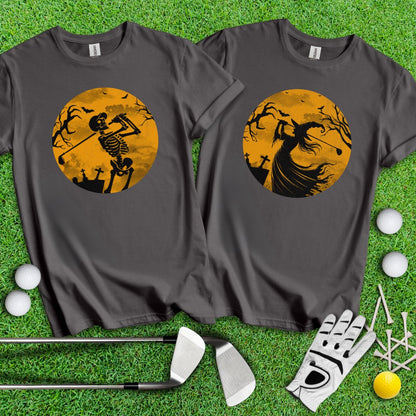 Moonlight Halloween Golfing Couple T-Shirts - TeeHee Golf Gear