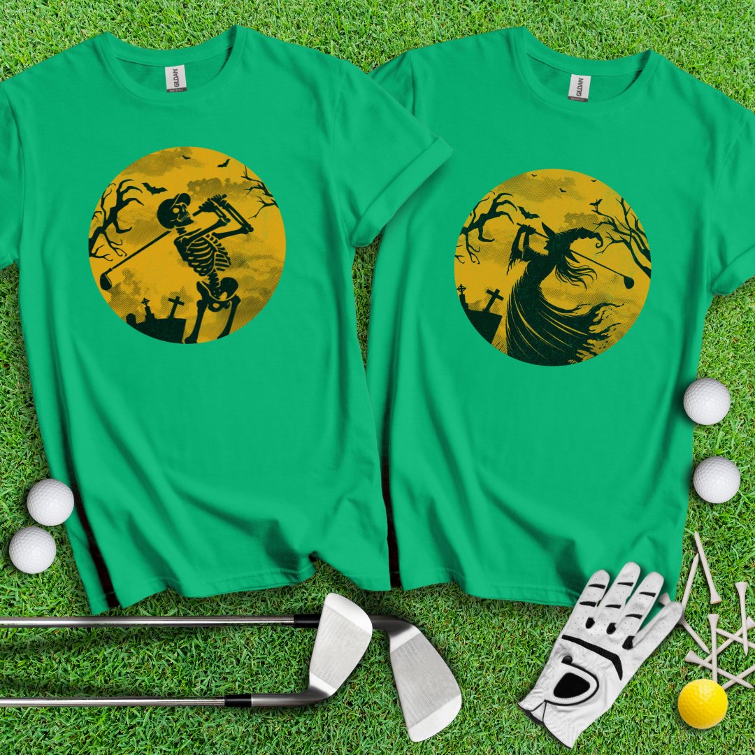 Moonlight Halloween Golfing Couple T-Shirts - TeeHee Golf Gear