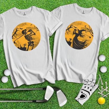 Moonlight Halloween Golfing Couple T-Shirts - TeeHee Golf Gear