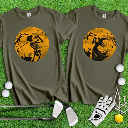 Moonlight Halloween Golfing Couple T-Shirts - TeeHee Golf Gear