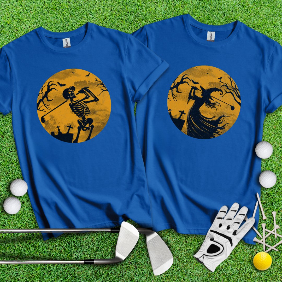 Moonlight Halloween Golfing Couple T-Shirts - TeeHee Golf Gear