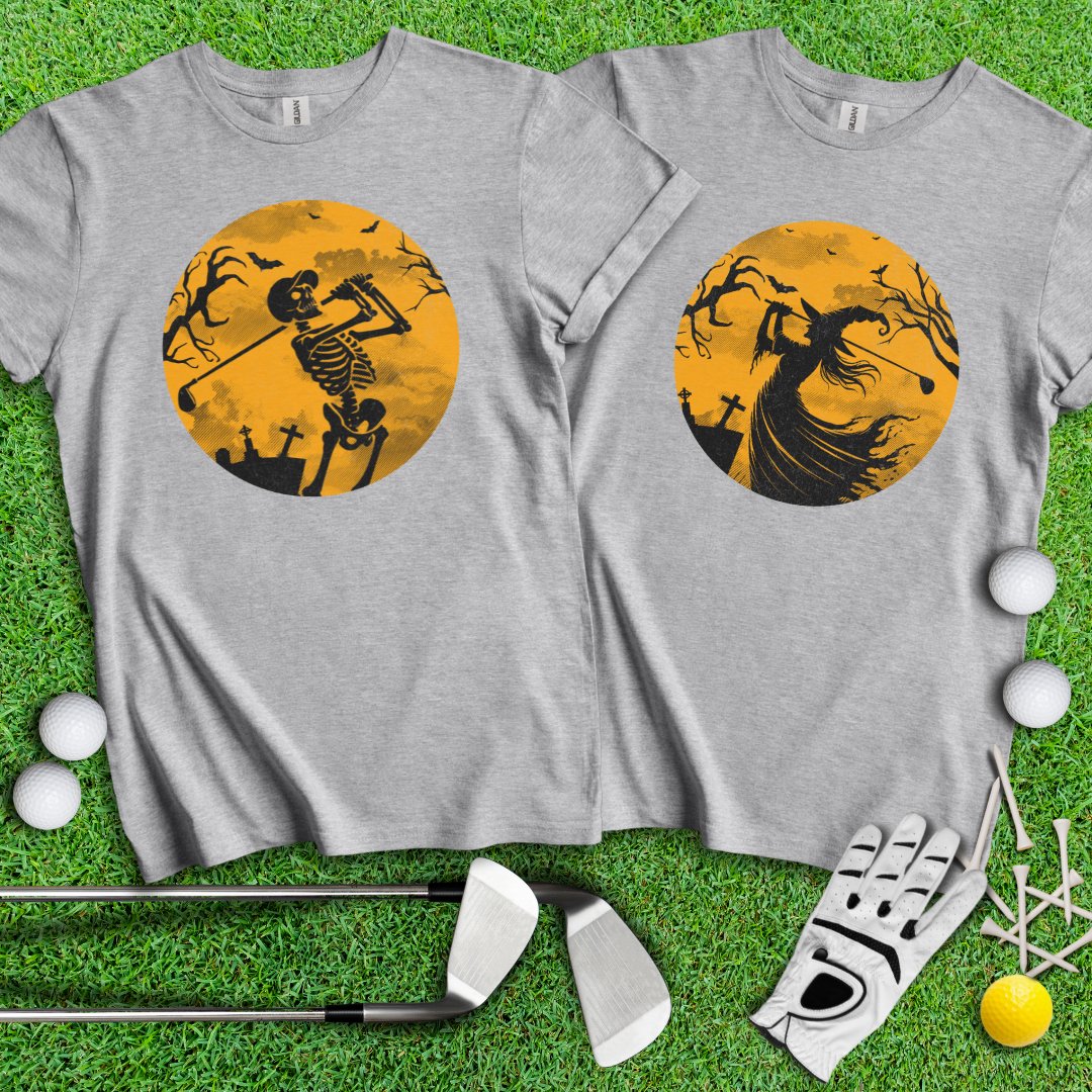 Moonlight Halloween Golfing Couple T-Shirts - TeeHee Golf Gear