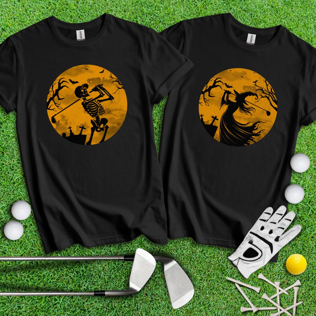 Moonlight Halloween Golfing Couple T-Shirts - TeeHee Golf Gear