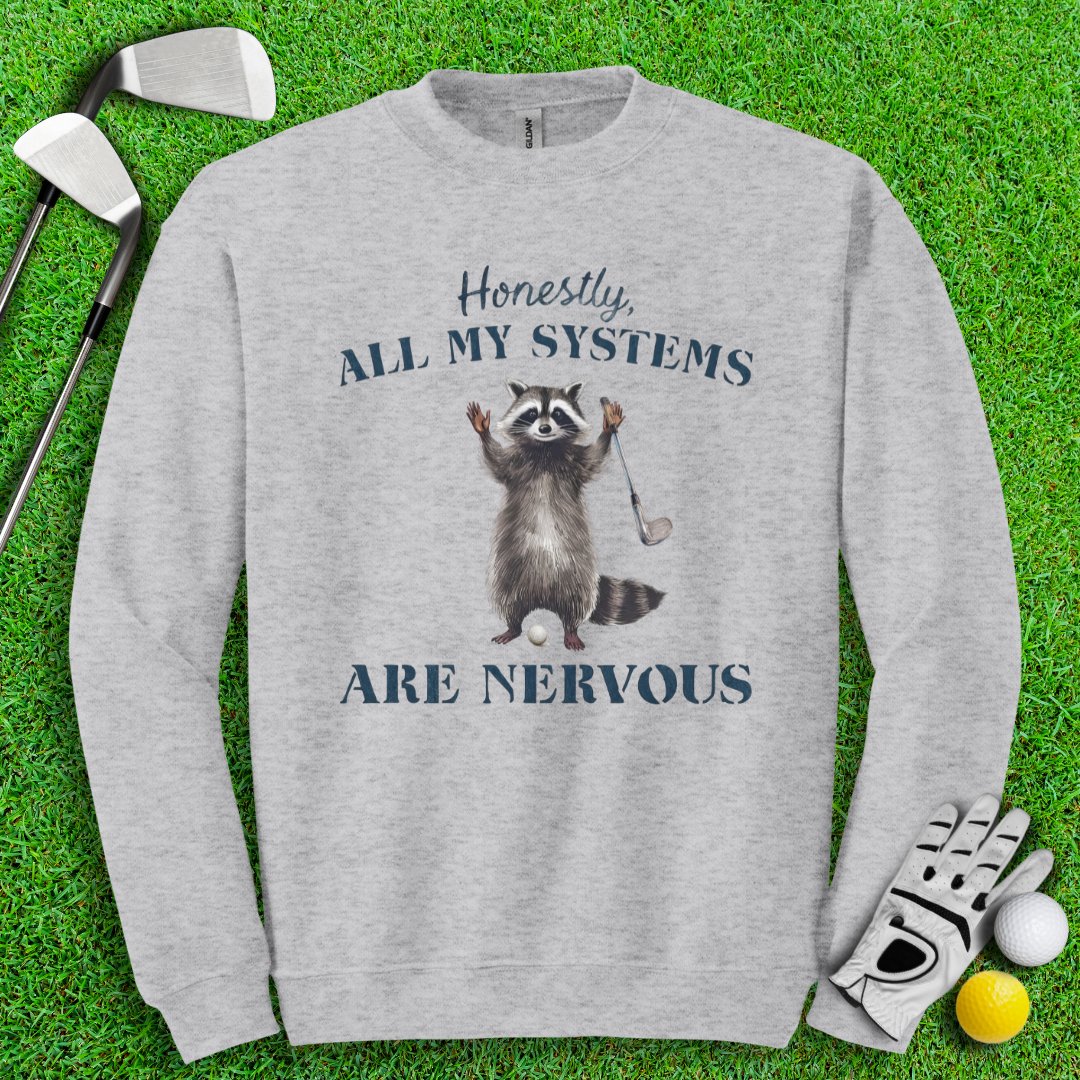 Nervous Raccoon Golf Swing Crewneck - TeeHee Golf Gear