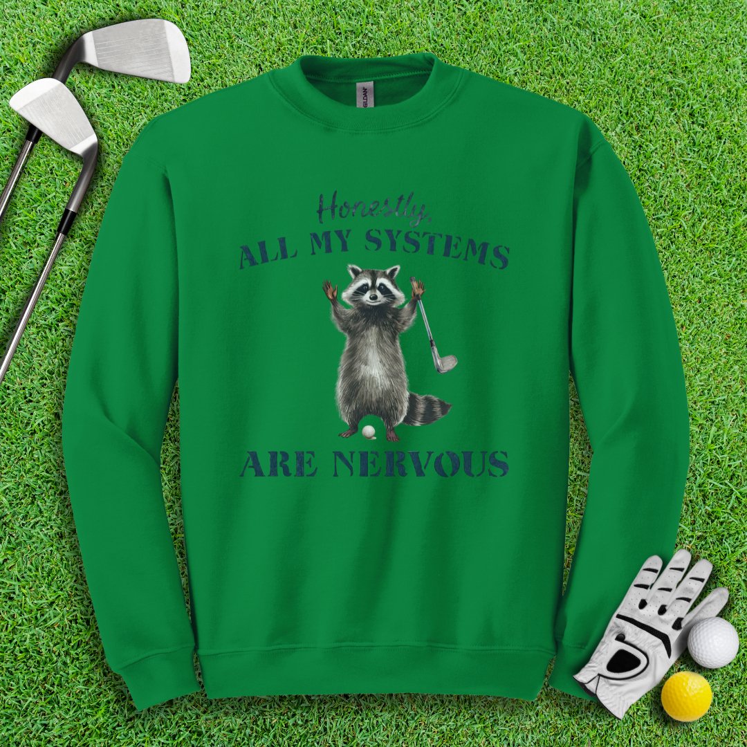 Nervous Raccoon Golf Swing Crewneck - TeeHee Golf Gear