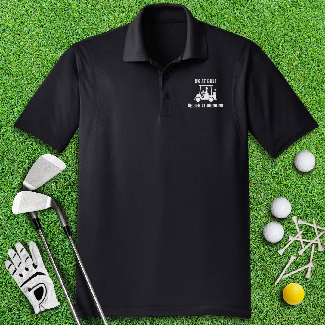 Ok At Golf, Better At Drinking Polo Shirt - TeeHee Golf Gear