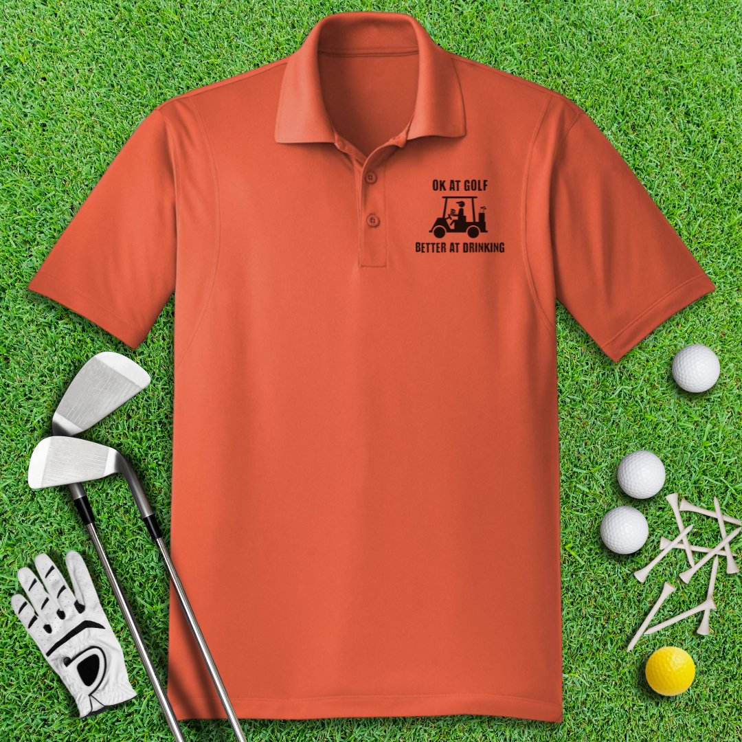 Ok At Golf, Better At Drinking Polo Shirt - TeeHee Golf Gear