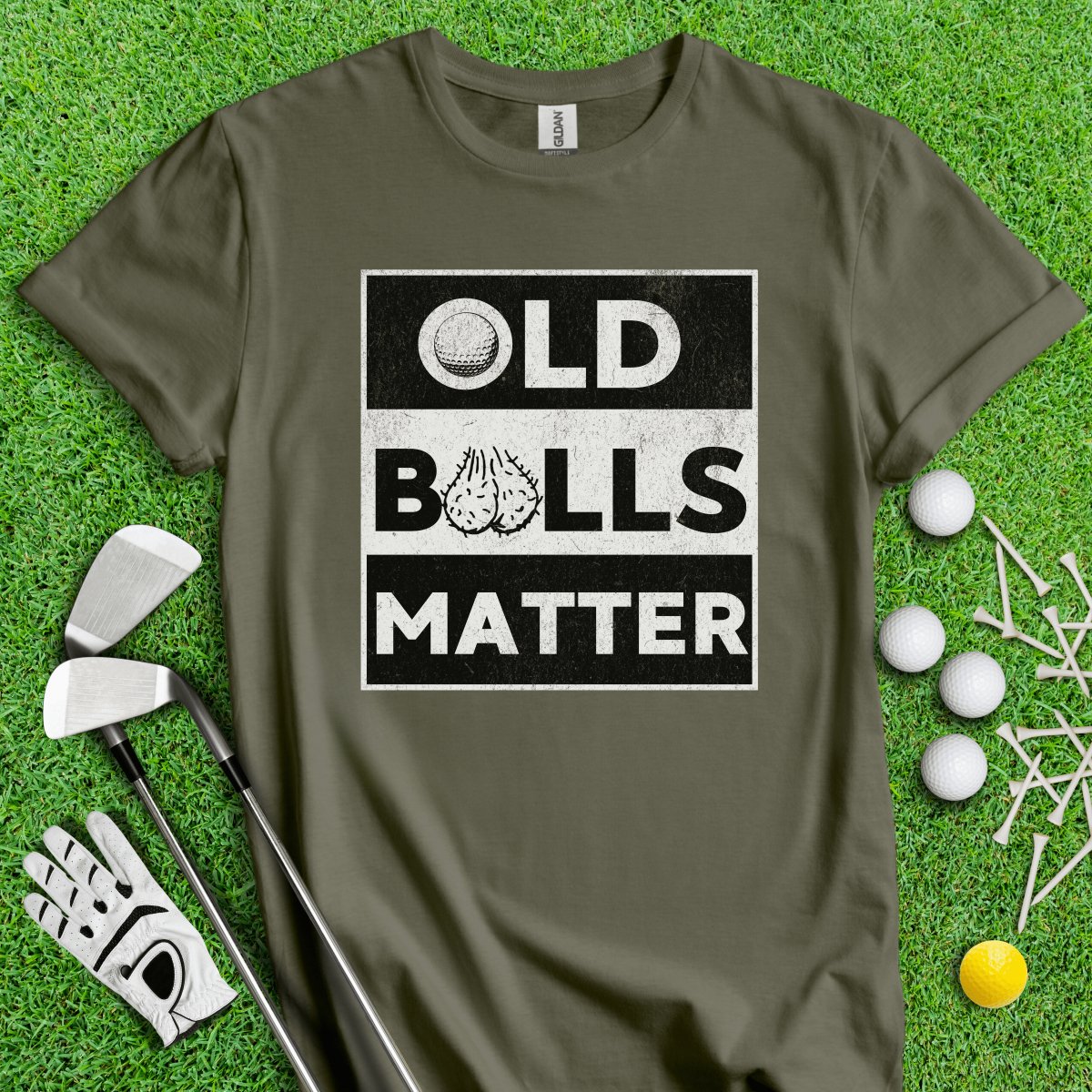 Old Balls Matter Funny Golf T - Shirt - TeeHee Golf Gear