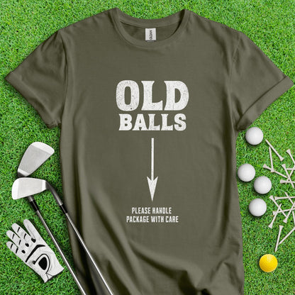 Old Balls, Please Handle Package With Care Funny Golf T - Shirt - TeeHee Golf Gear