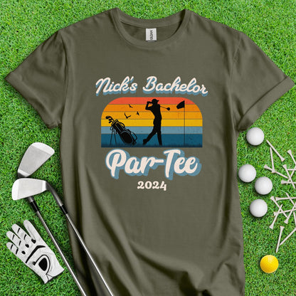 Personalized Bachelor Par - Tee Retro Sunset Golf T - Shirt - TeeHee Golf Gear