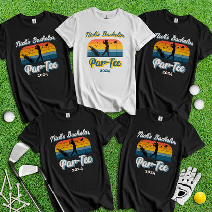 Personalized Bachelor Par - Tee Retro Sunset Golf T - Shirt - TeeHee Golf Gear