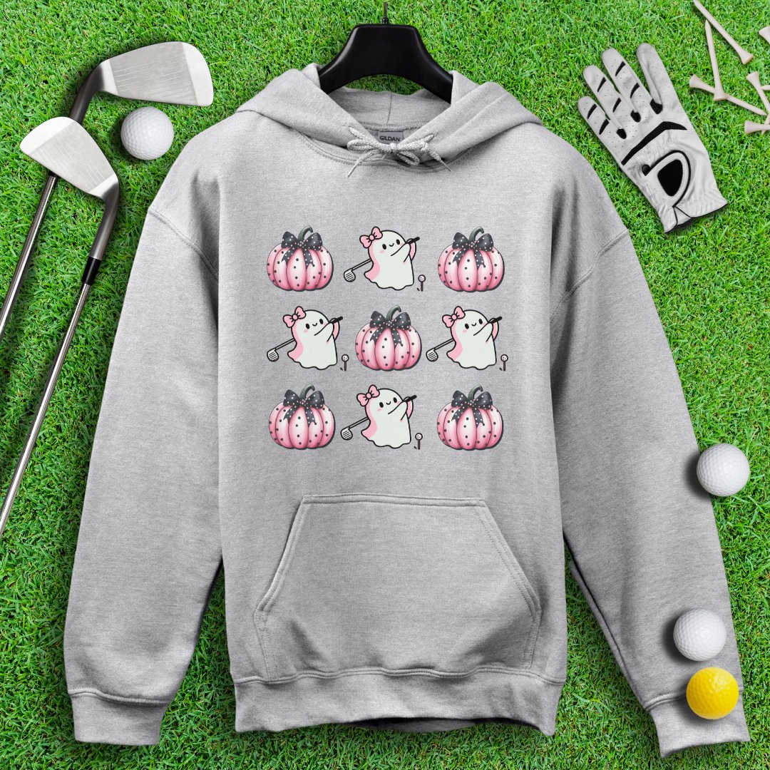 Pink Coquette Golfing Ghost Hoodie - TeeHee Golf Gear