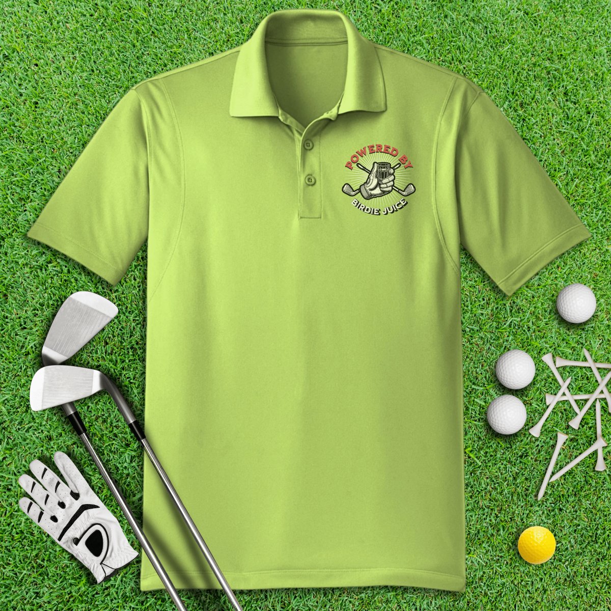 Powered By Birdie Juice Polo Shirt - TeeHee Golf Gear