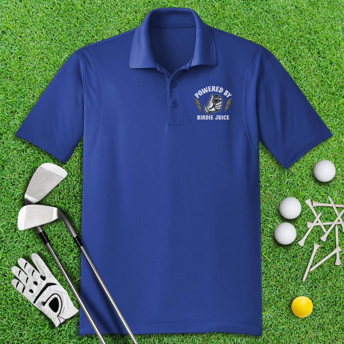 Powered By Birdie Juice Polo Shirt - TeeHee Golf Gear