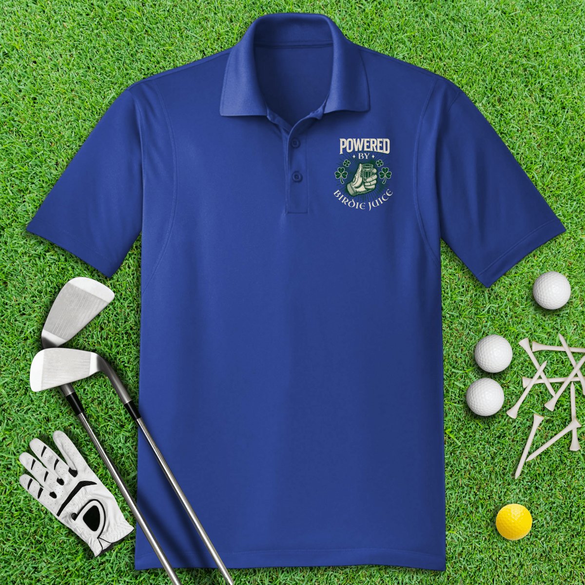 Powered By Birdie Juice Polo Shirt - TeeHee Golf Gear