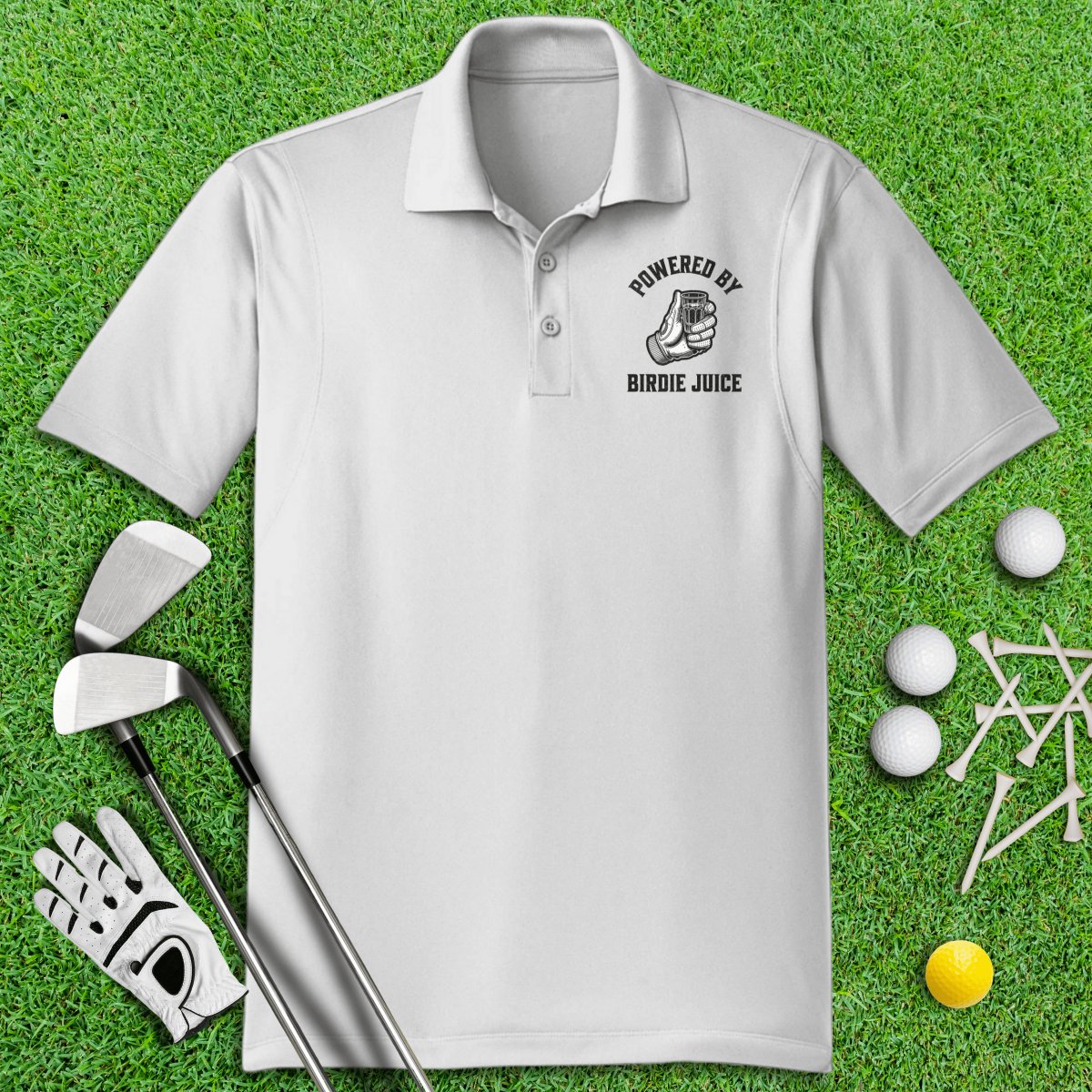 Powered By Birdie Juice Polo Shirt - TeeHee Golf Gear