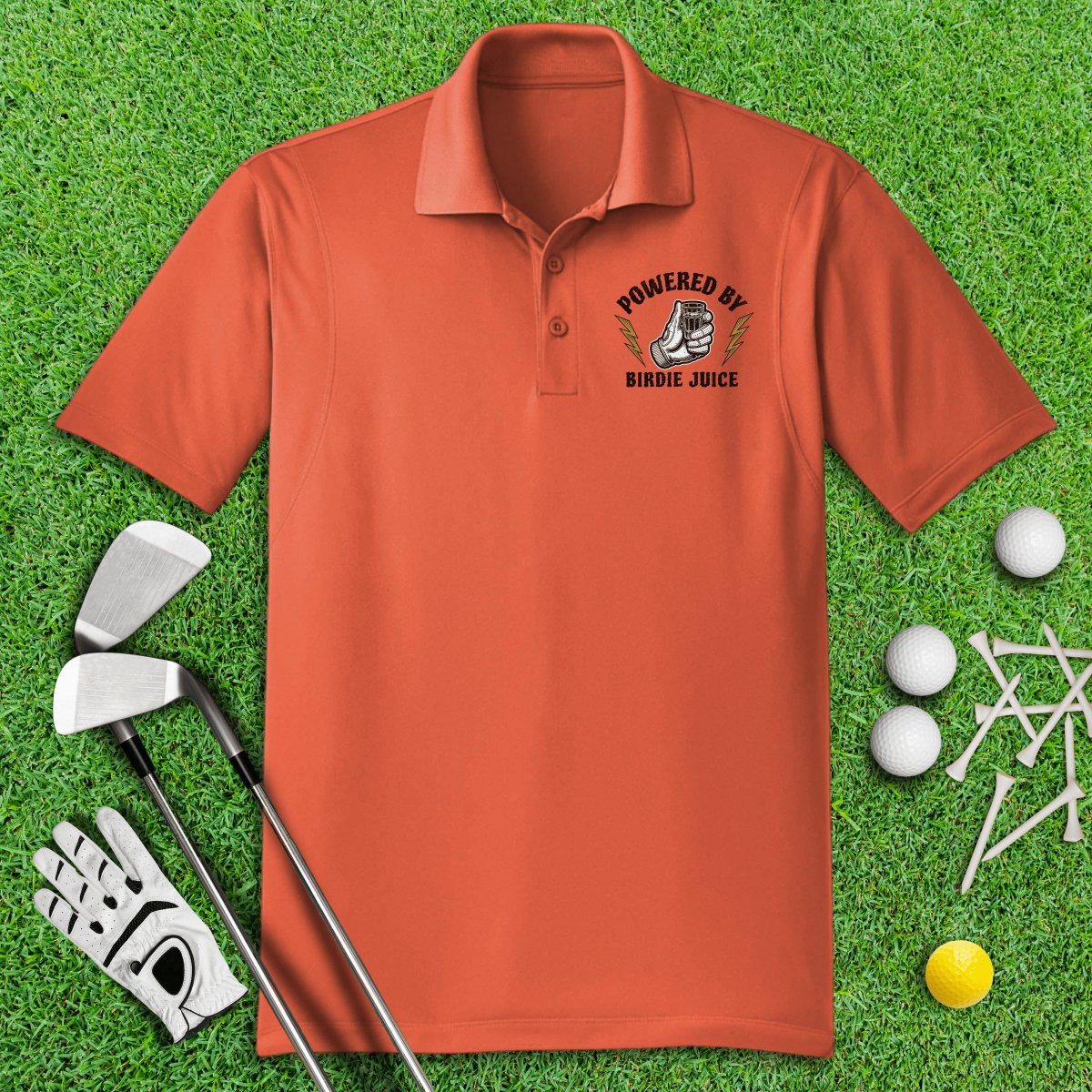 Powered By Birdie Juice Polo Shirt - TeeHee Golf Gear