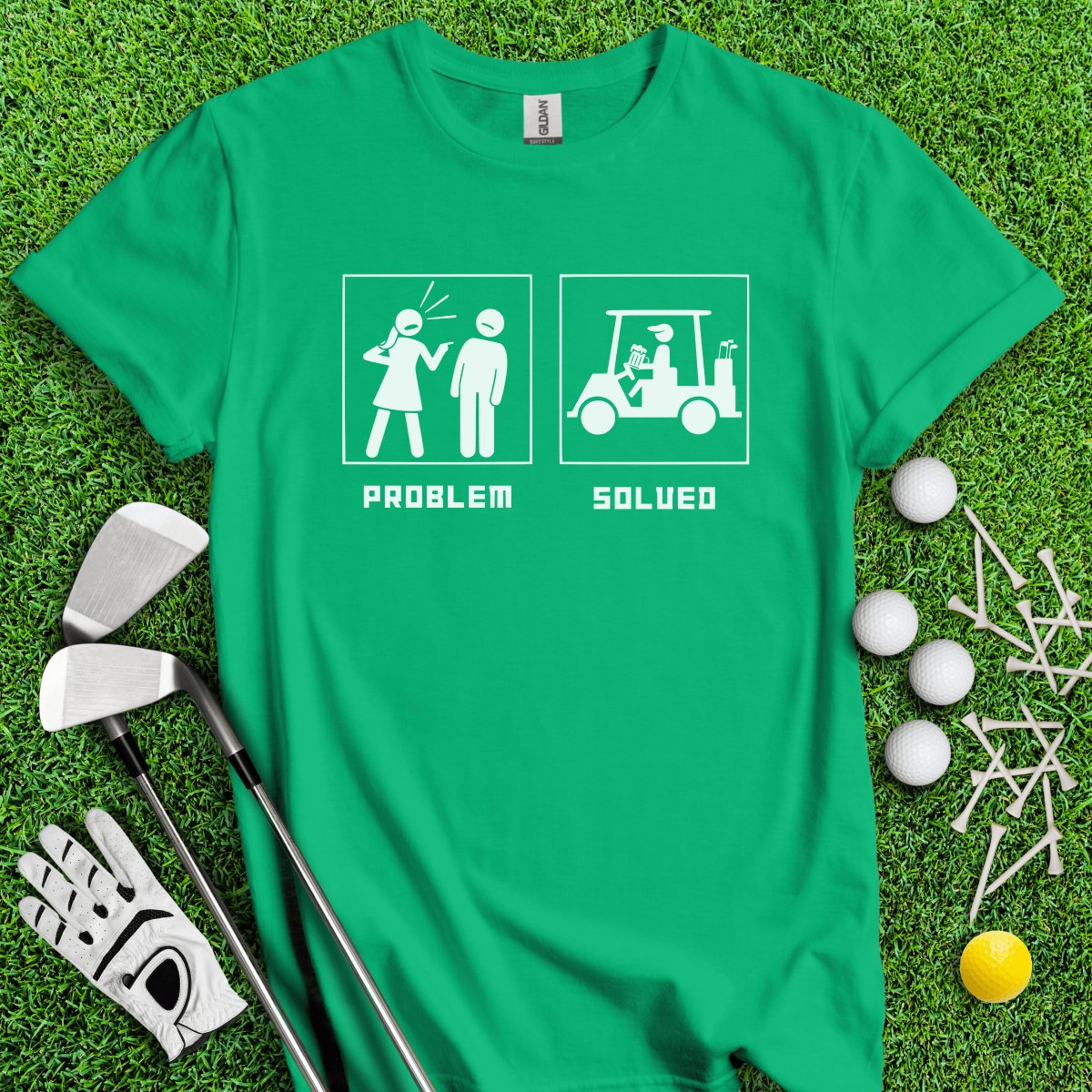 Problem Solved Dark Humor T - Shirt - TeeHee Golf Gear