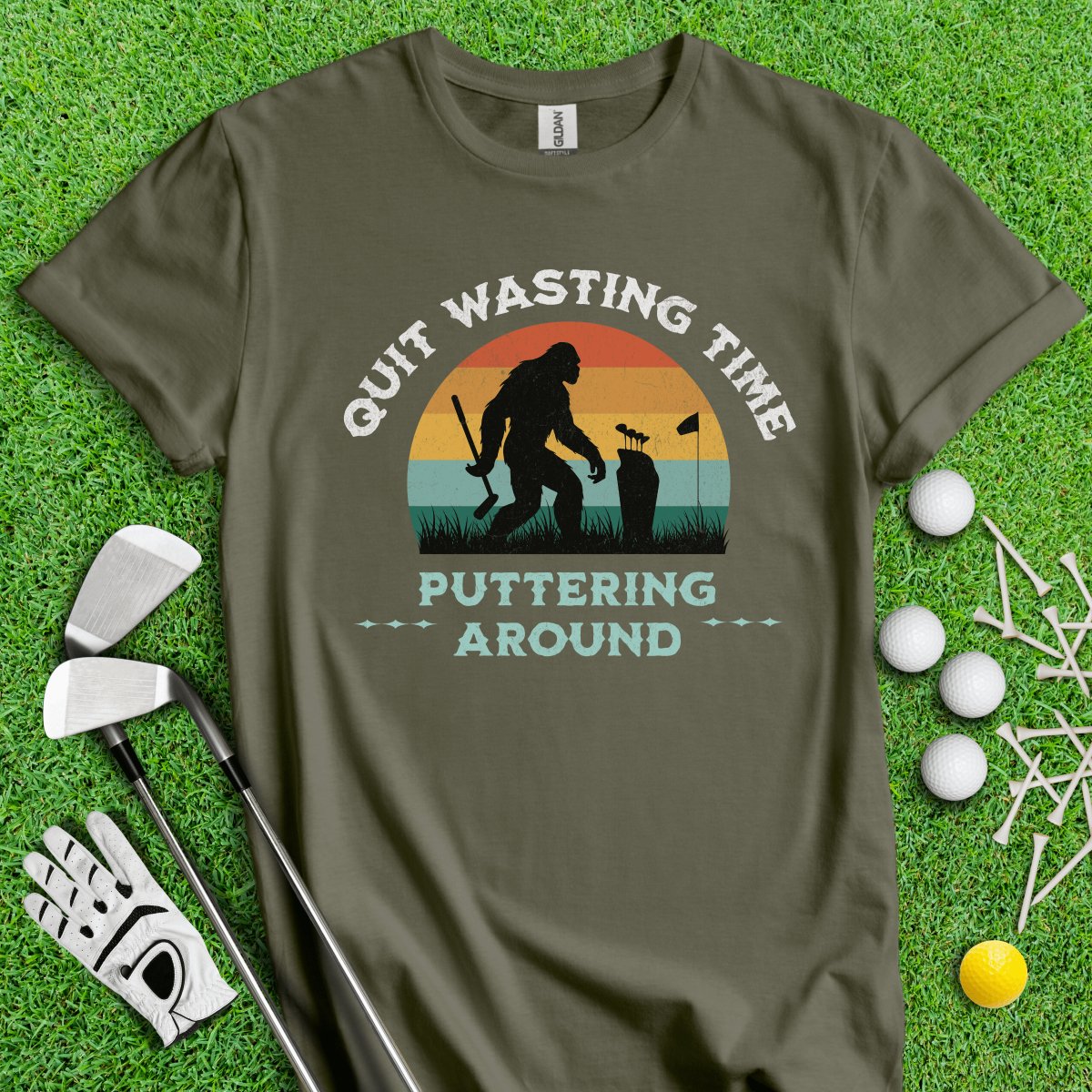 Quit Wasting Time Puttering Around Blackfoot Funny Golf T - Shirt - TeeHee Golf Gear