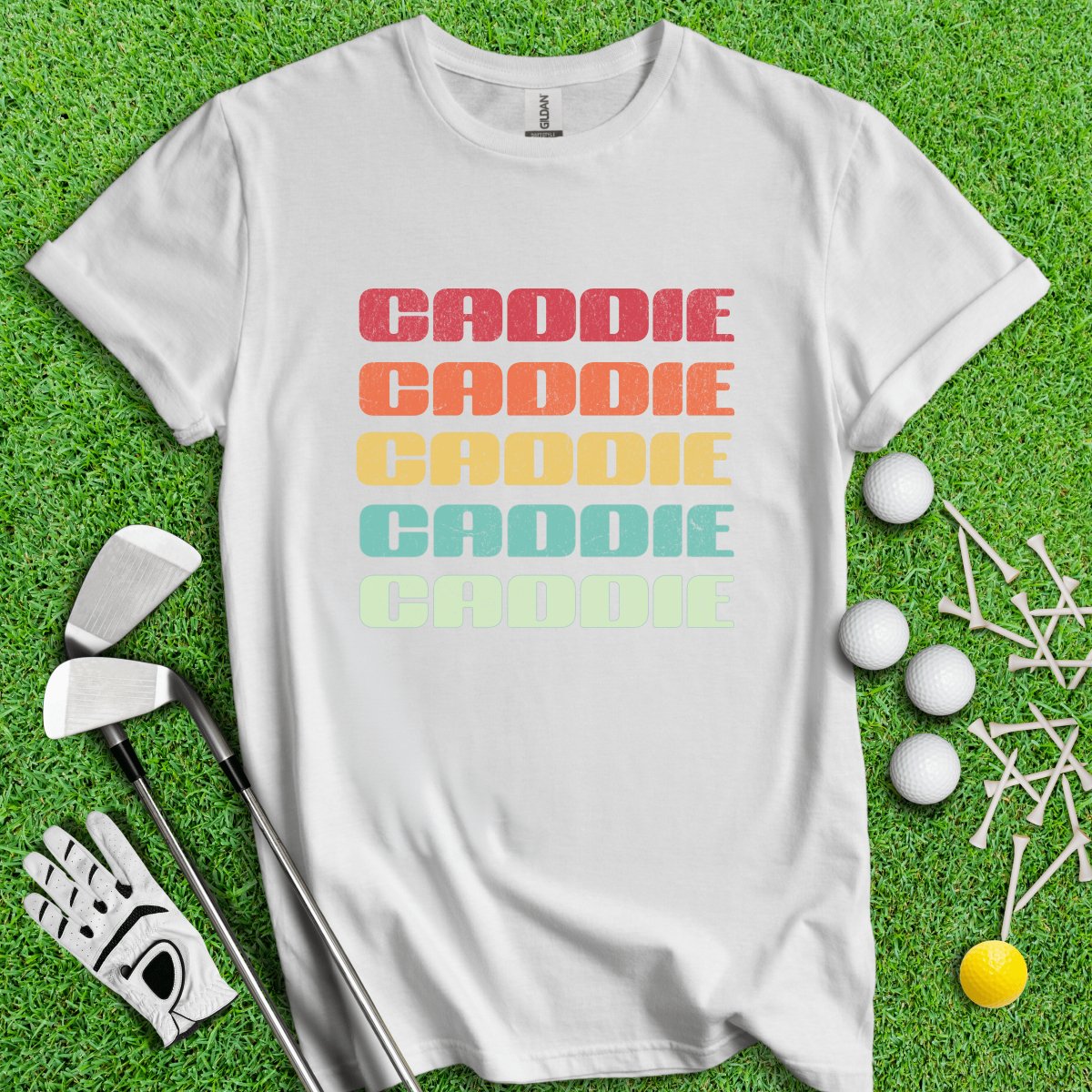 Retro Font Caddie Golf T - Shirt - TeeHee Golf Gear