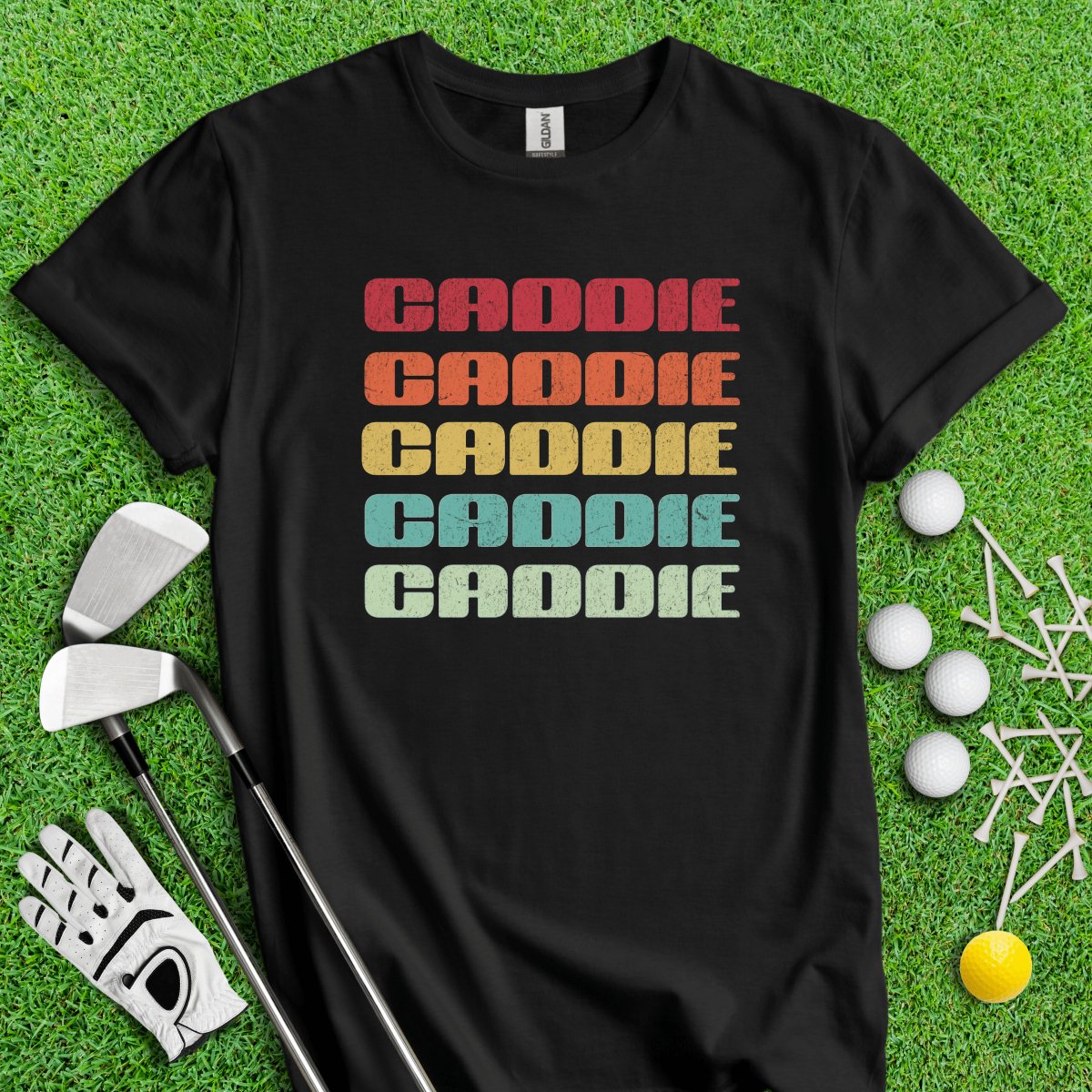 Retro Font Caddie Golf T - Shirt - TeeHee Golf Gear