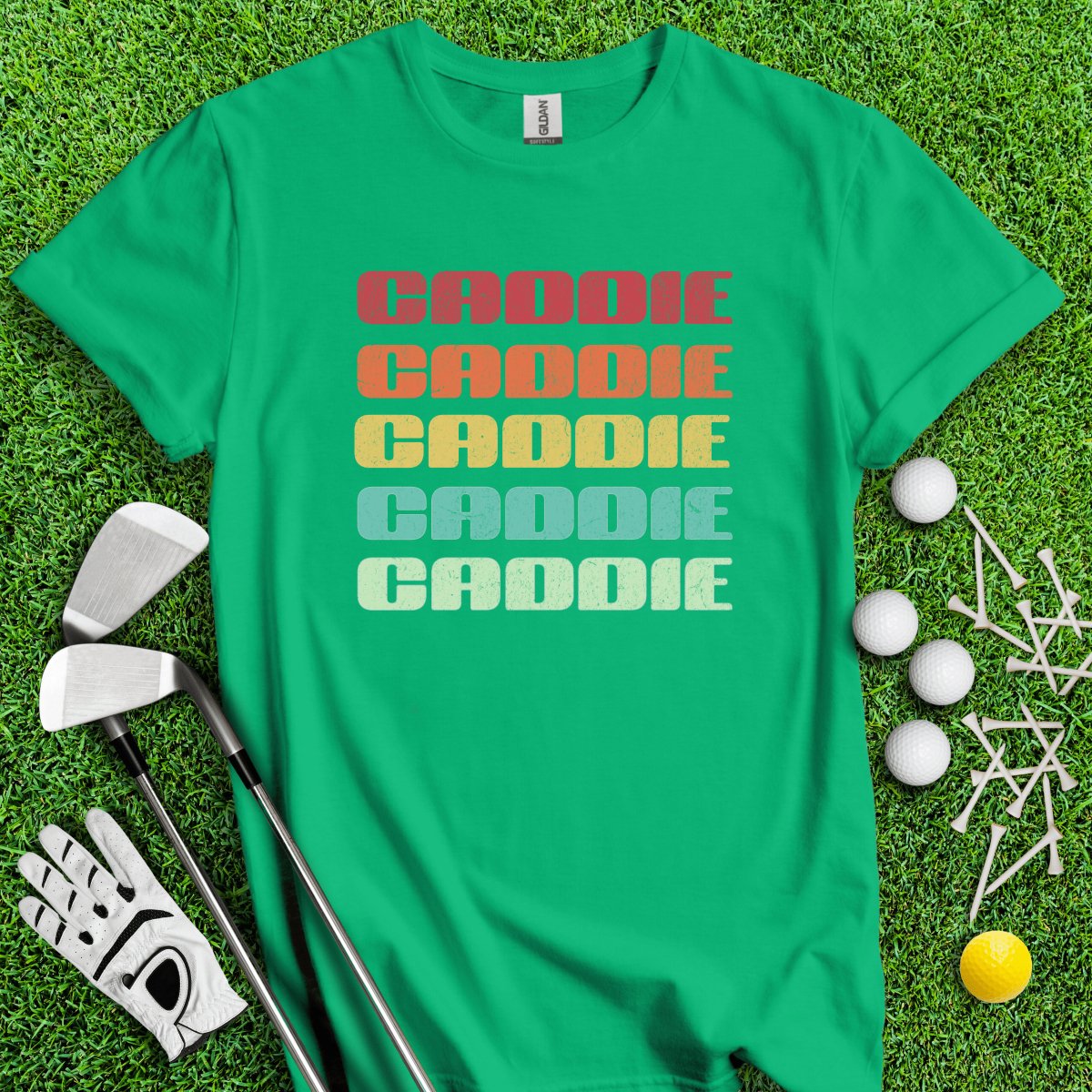 Retro Font Caddie Golf T - Shirt - TeeHee Golf Gear