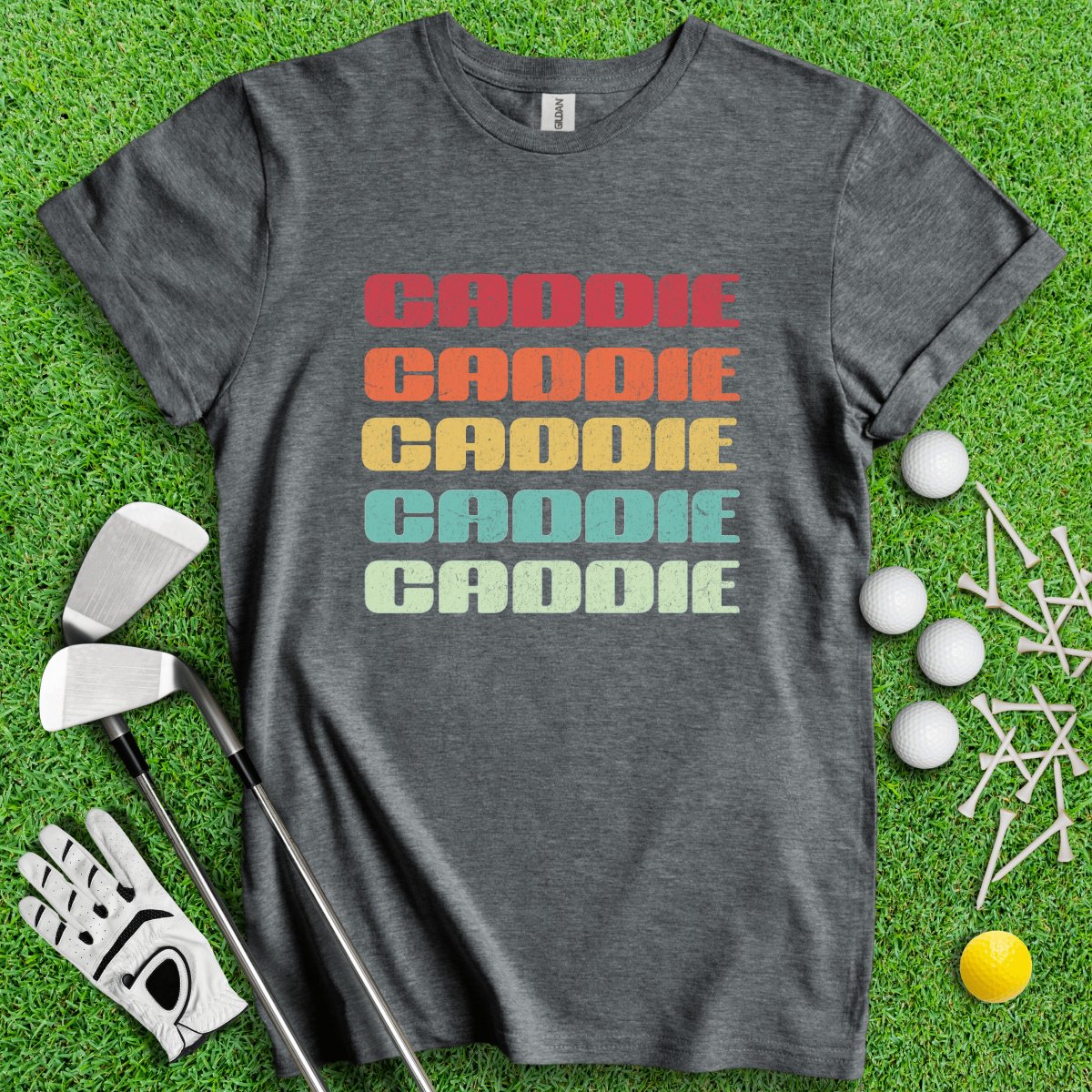 Retro Font Caddie Golf T - Shirt - TeeHee Golf Gear