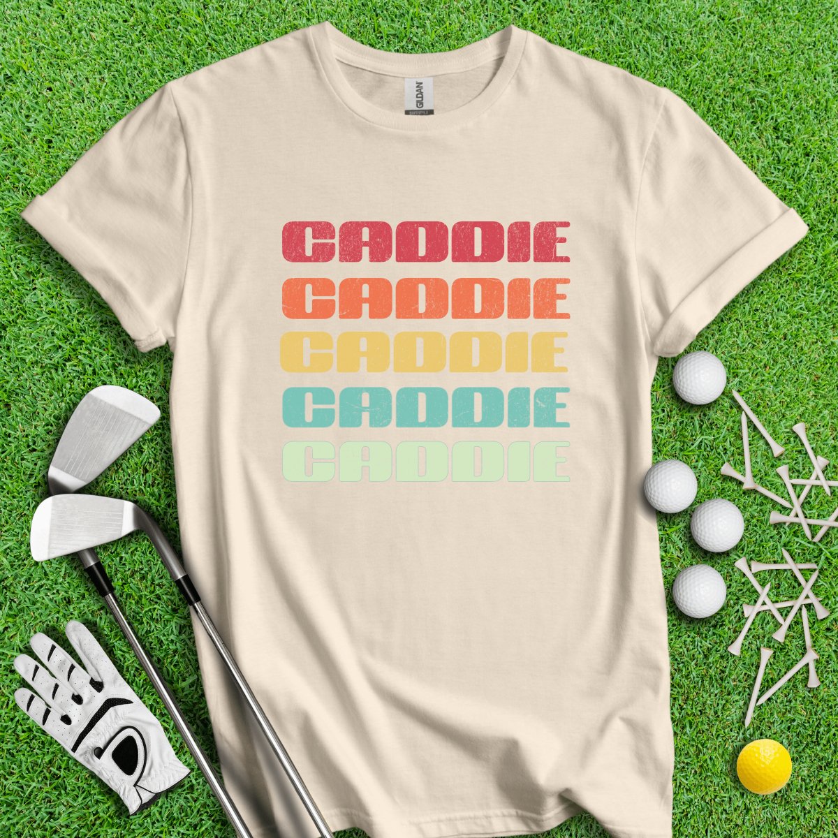 Retro Font Caddie Golf T - Shirt - TeeHee Golf Gear