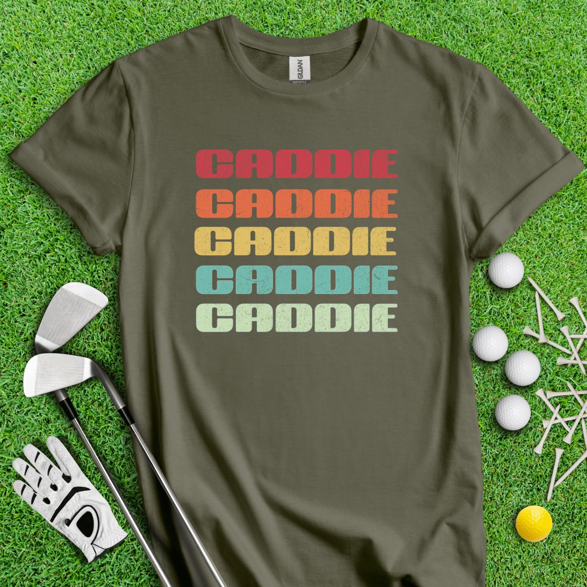 Retro Font Caddie Golf T - Shirt - TeeHee Golf Gear