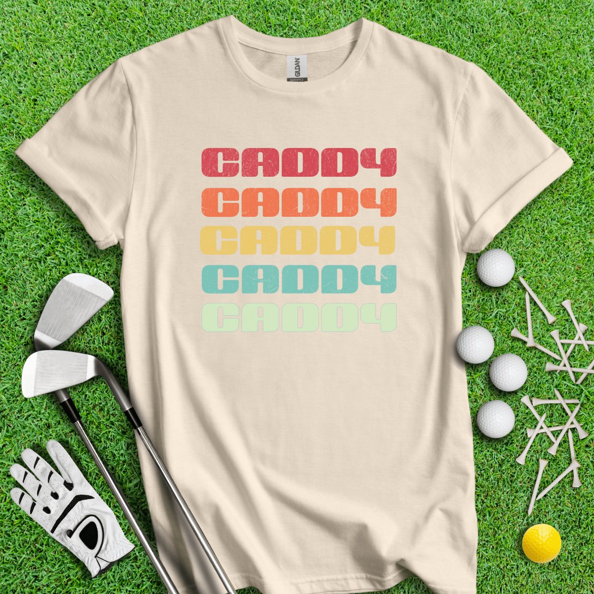 Retro Font Caddy Golf T - Shirt - TeeHee Golf Gear