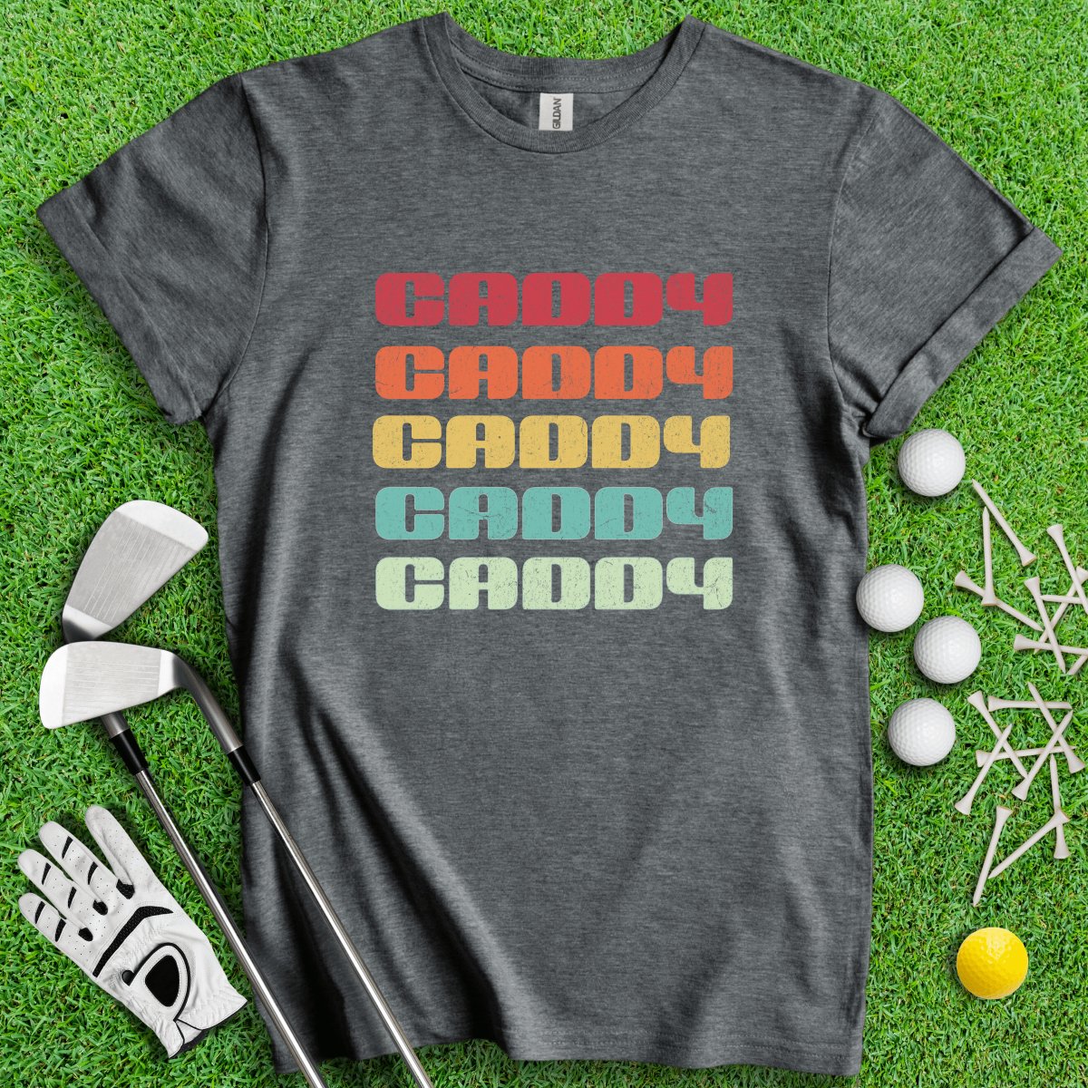 Retro Font Caddy Golf T - Shirt - TeeHee Golf Gear