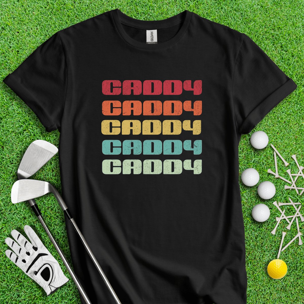 Retro Font Caddy Golf T - Shirt - TeeHee Golf Gear