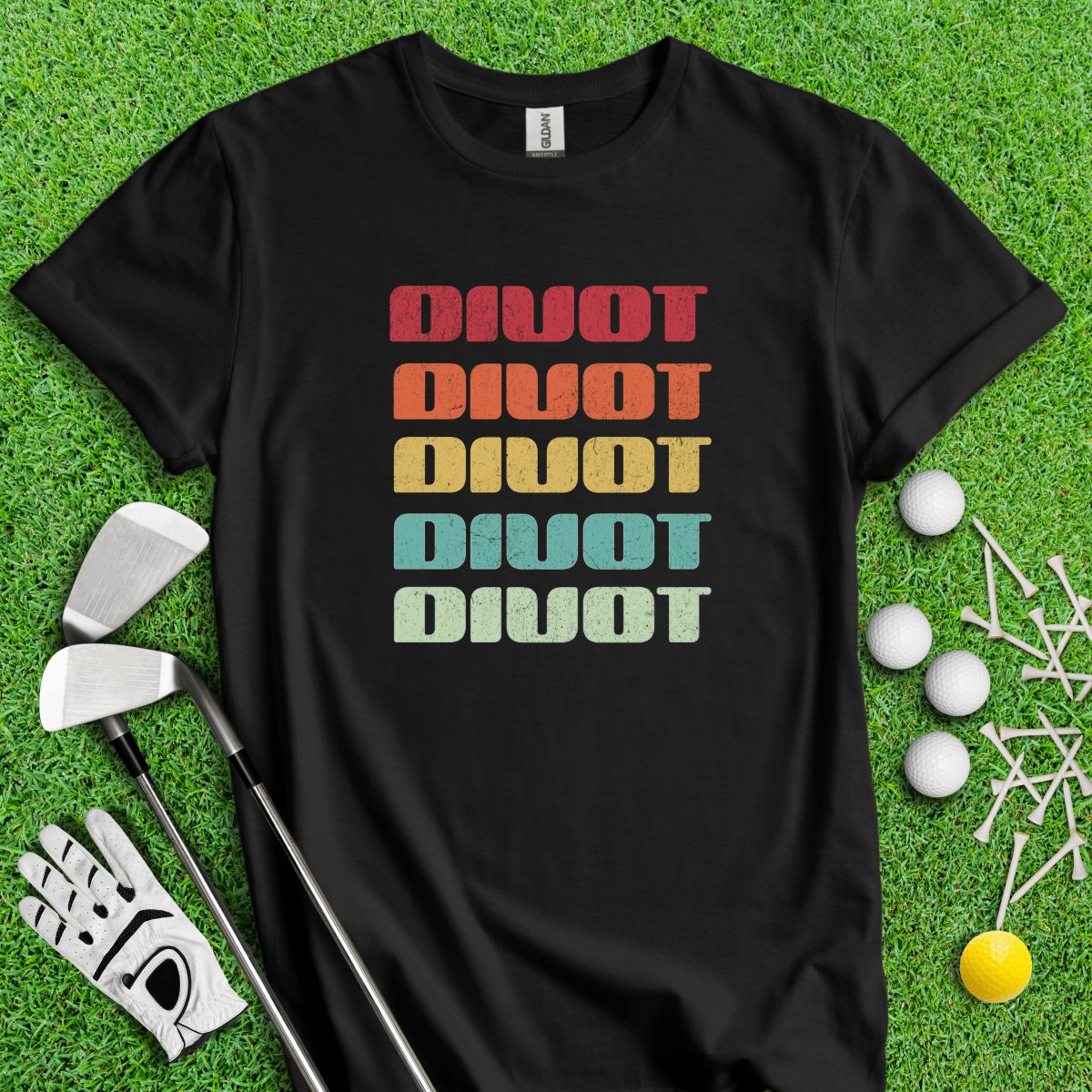 Retro Font Divot Golf T - Shirt - TeeHee Golf Gear