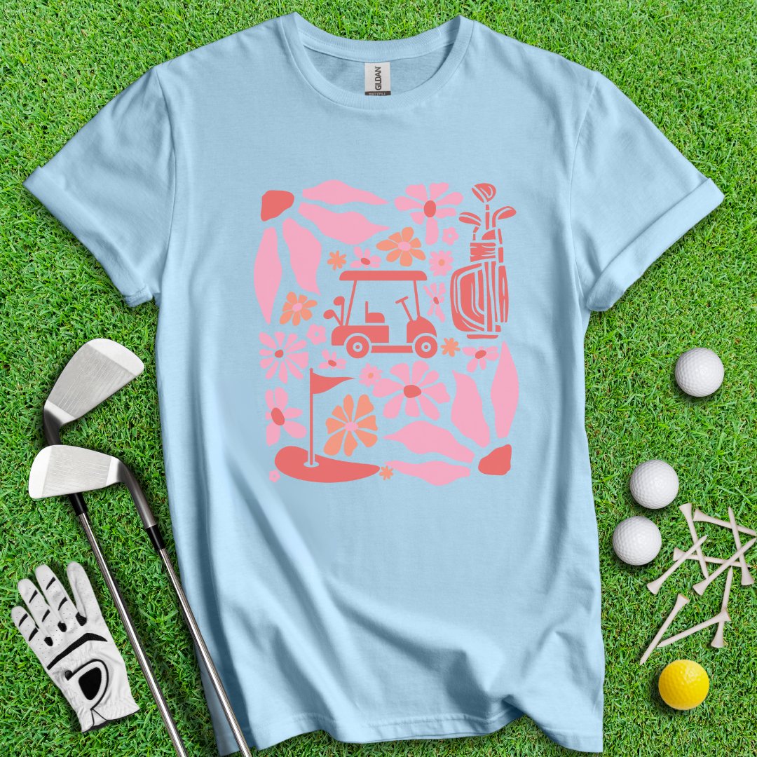 Retro Pink Boho Golf T-Shirt - TeeHee Golf Gear