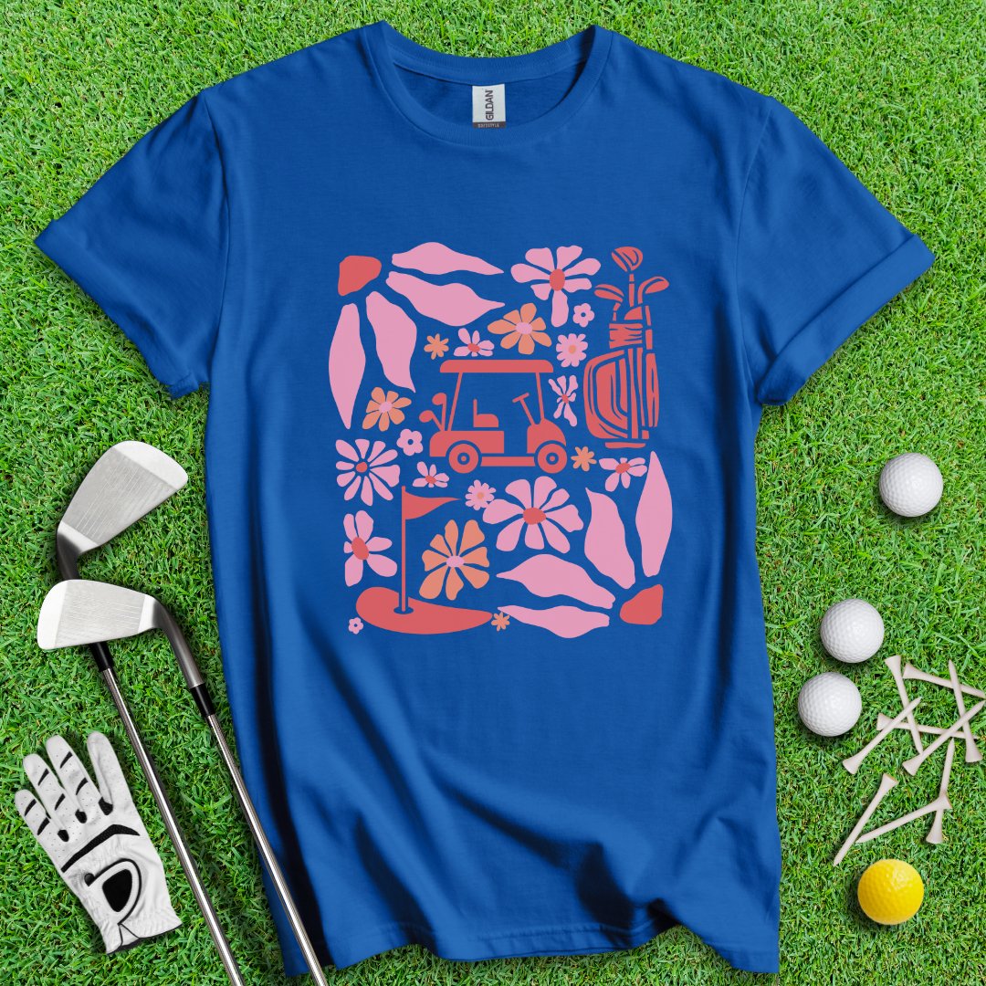 Retro Pink Boho Golf T-Shirt - TeeHee Golf Gear