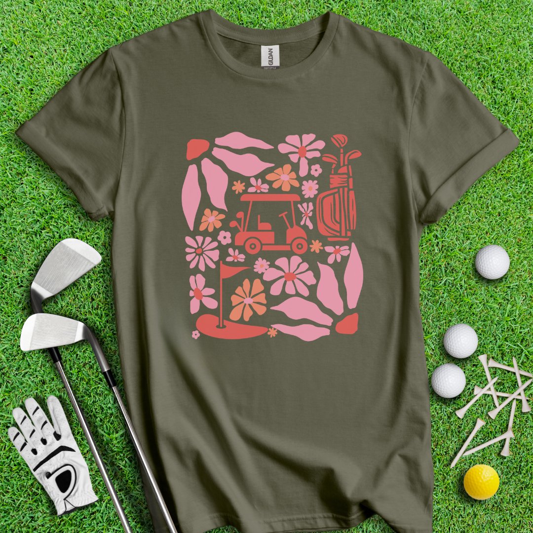 Retro Pink Boho Golf T-Shirt - TeeHee Golf Gear