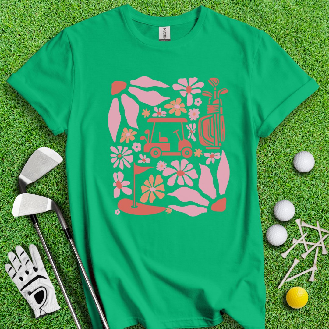 Retro Pink Boho Golf T-Shirt - TeeHee Golf Gear