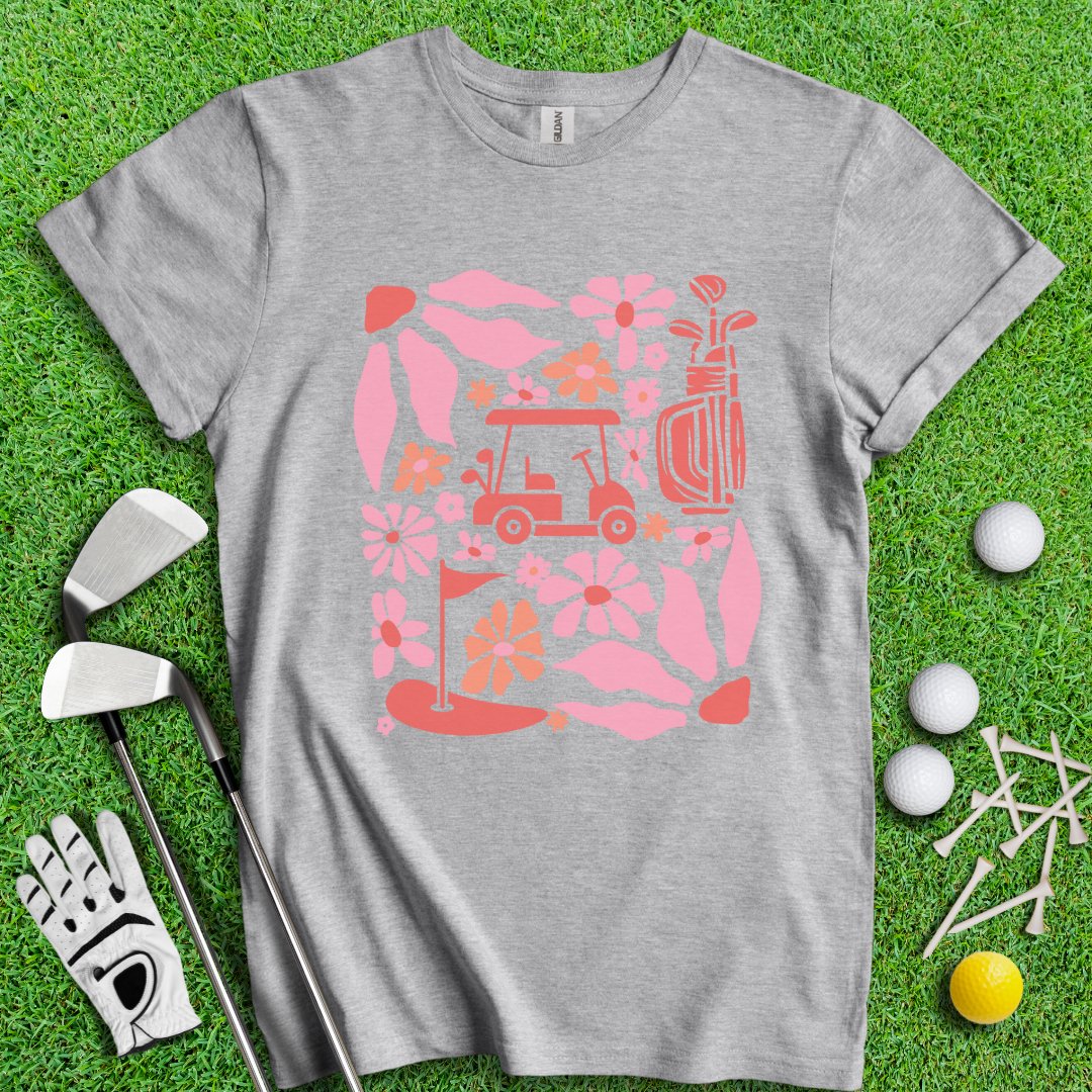 Retro Pink Boho Golf T-Shirt - TeeHee Golf Gear