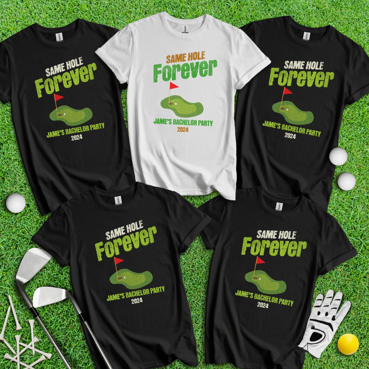 Same Hole Forever Funny Custom Bachelor Party Golf T - Shirt - TeeHee Golf Gear