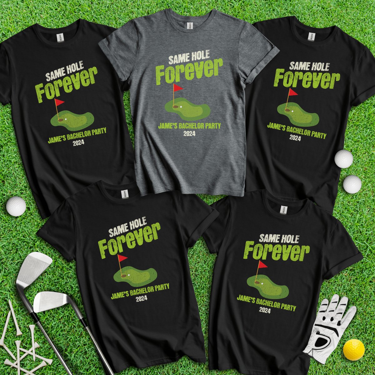 Same Hole Forever Funny Custom Bachelor Party Golf T - Shirt - TeeHee Golf Gear